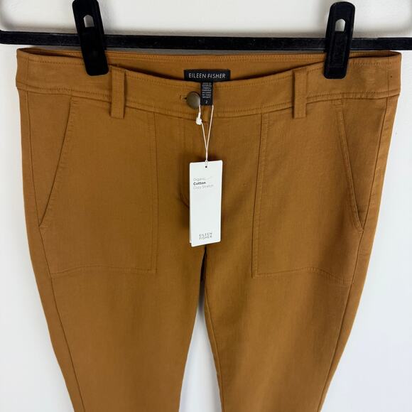 NWT Eileen Fisher Womens Organic Cotton Business Cozy Stretch Tan Ankle Pants 2 - Picture 3 of 8